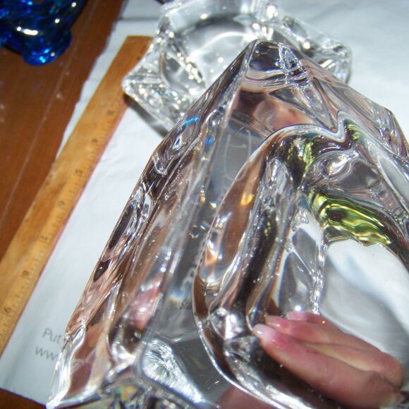 Vintage Sign Daum France Crystal Sculpture Bowl Trinket Holder or Display Piece - Picture 3 of 16